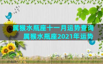 属猴水瓶座十一月运势查询 属猴水瓶座2021年运势